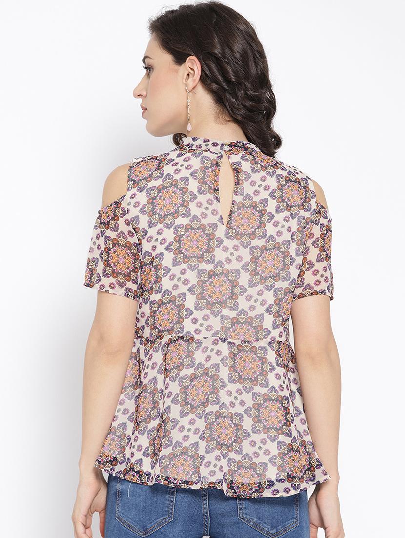 mock neck cold shoulder top - 16542524 - Zoom Image - 3