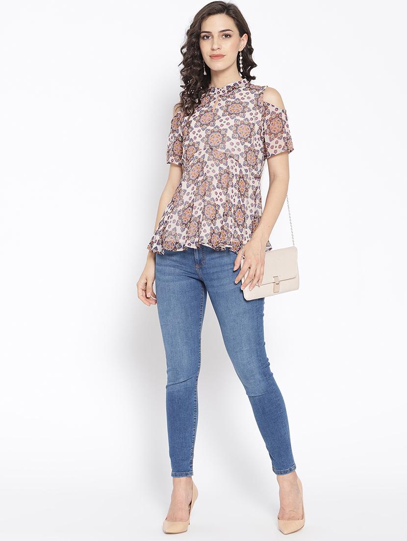 mock neck cold shoulder top - 16542524 - Zoom Image - 4