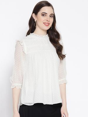 frill detail dobby top - 16542528 - Standard Image - 2