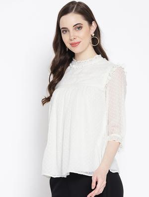 frill detail dobby top - 16542528 - Standard Image - 3