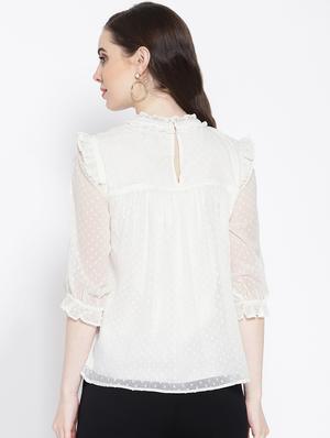 frill detail dobby top - 16542528 - Standard Image - 4