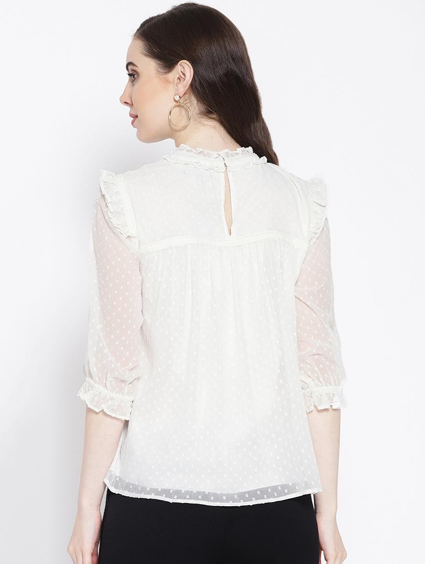 frill detail dobby top - 16542528 - Zoom Image - 4