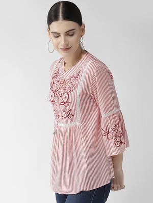 lace insert striped top - 16542530 - Standard Image - 3