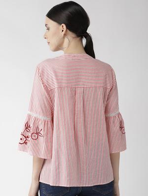 lace insert striped top - 16542530 - Standard Image - 4