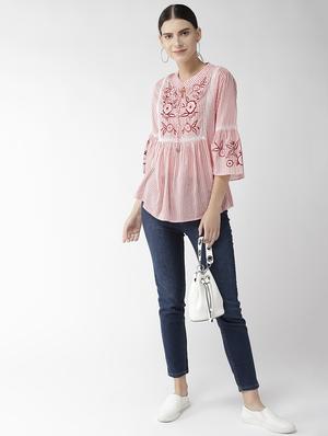 lace insert striped top - 16542530 - Standard Image - 5