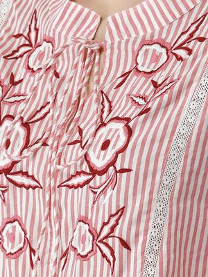 lace insert striped top - 16542530 - Standard Image - 6