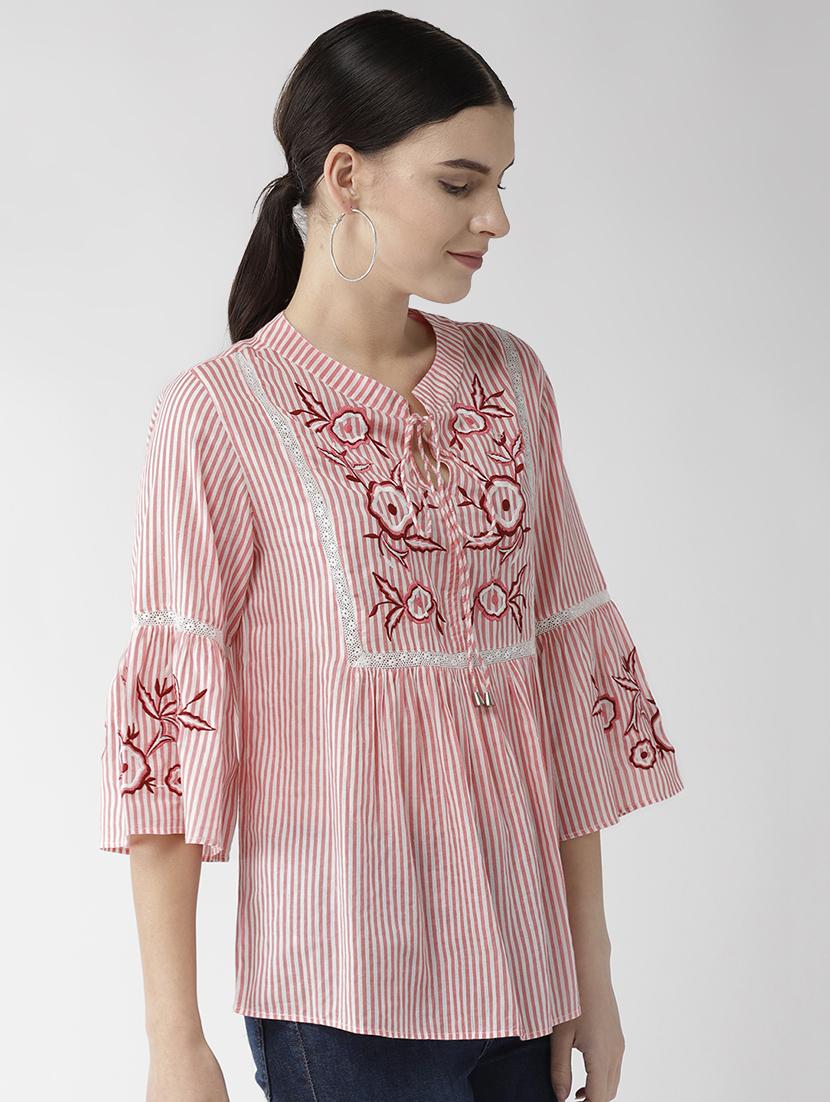 lace insert striped top - 16542530 - Zoom Image - 2