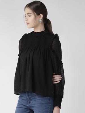 smocked detail bishop sleeved top - 16542546 - Standard Image - 2