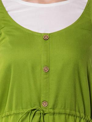 drawstring waist a-line dress with solid top - 16542583 - Standard Image - 4