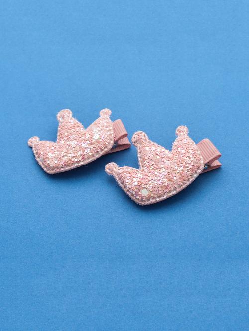 jewelz pair of pink coloured crown shaped clips for girls - 16542685 - Standard Image - 1