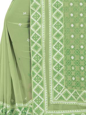 pastel embroidered saree with blouse - 16543007 - Standard Image - 4