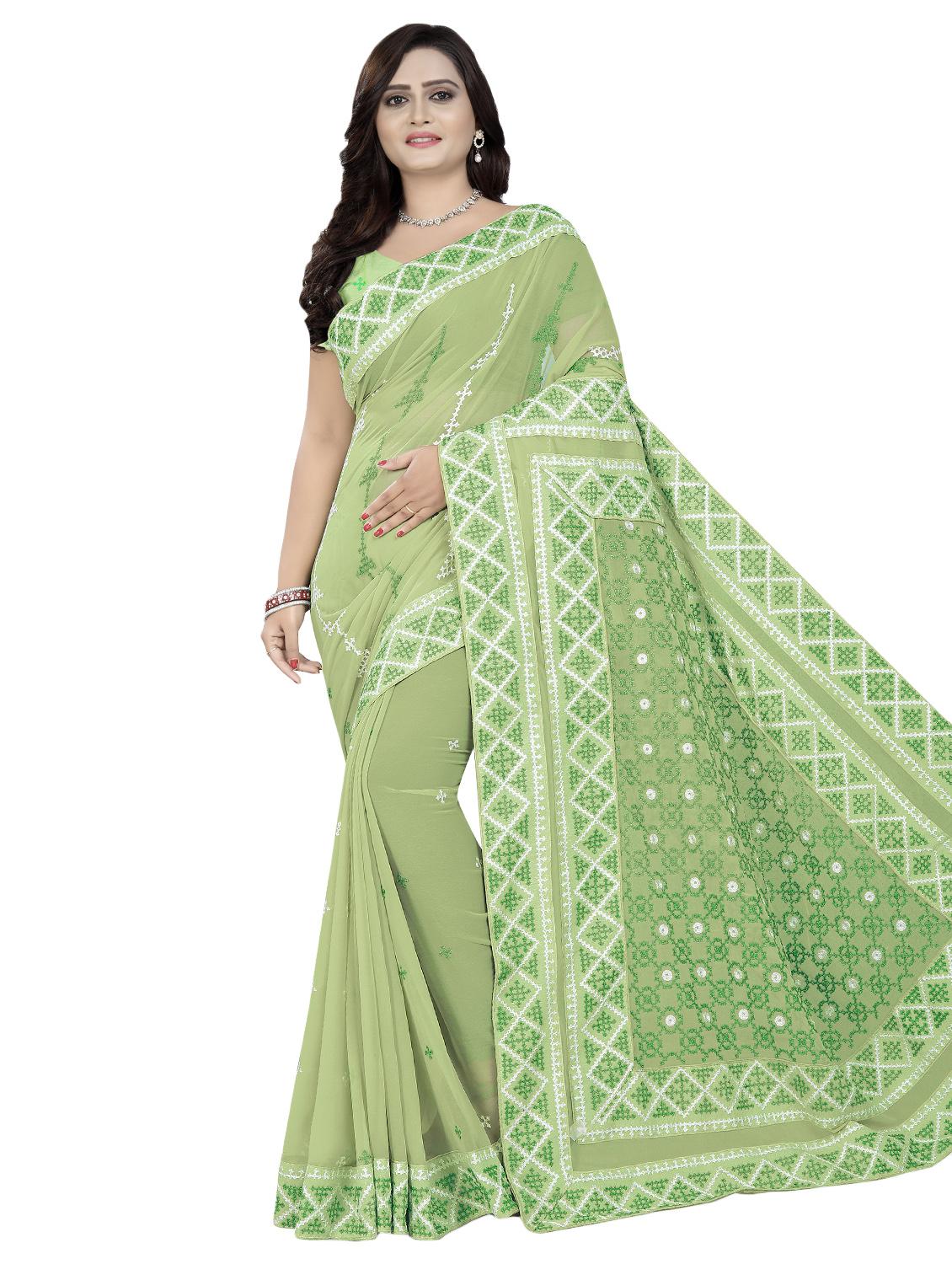 pastel embroidered saree with blouse - 16543007 - Zoom Image - 1