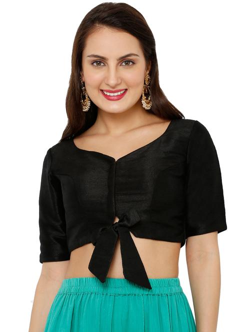 bow solid blouse - 16543675 - Standard Image - 1