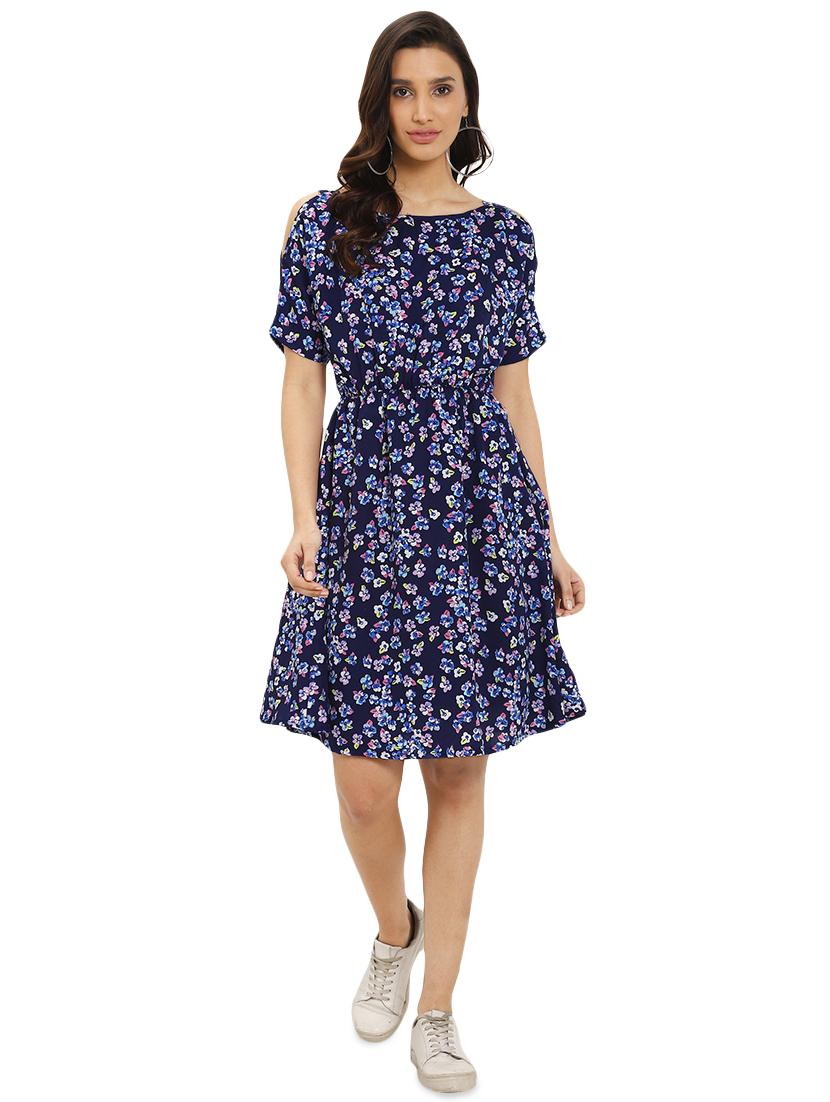 cold shoulder floral a-line dress - 16544484 - Zoom Image - 1