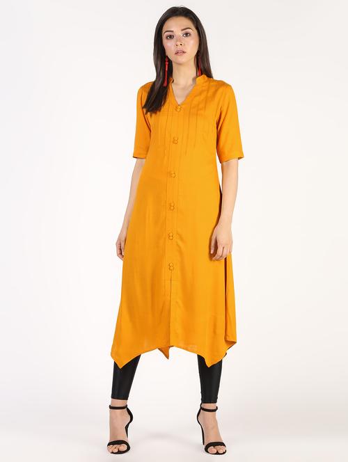 solid a-line kurta - 16544544 - Standard Image - 1