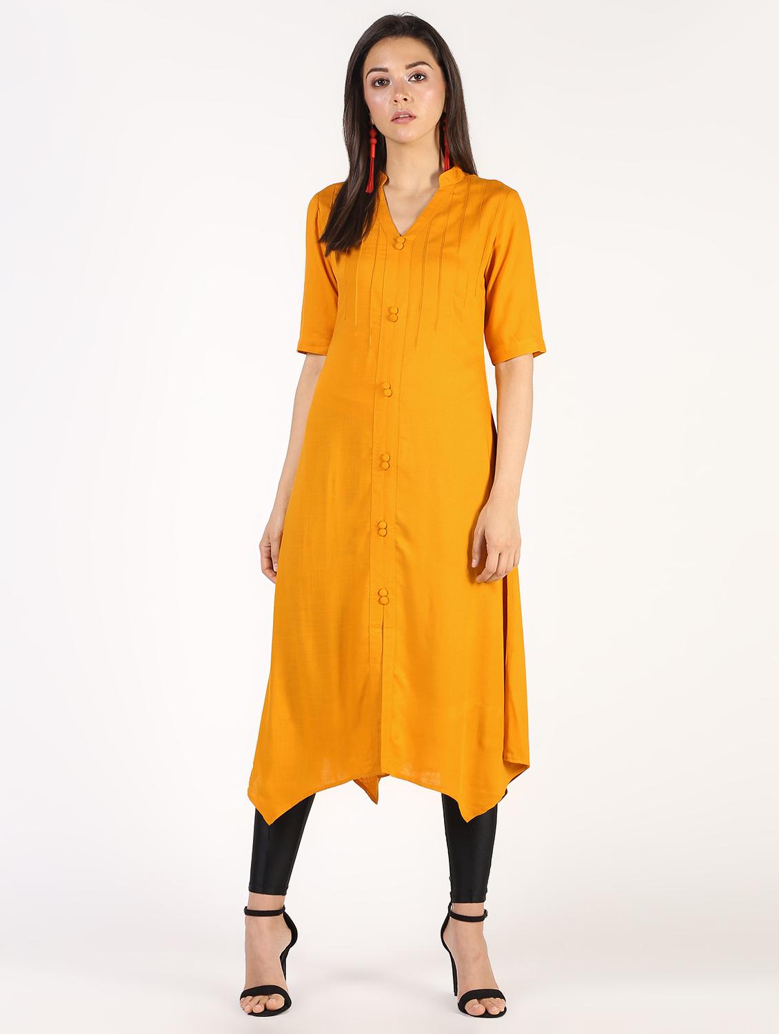 solid a-line kurta - 16544544 - Zoom Image - 1