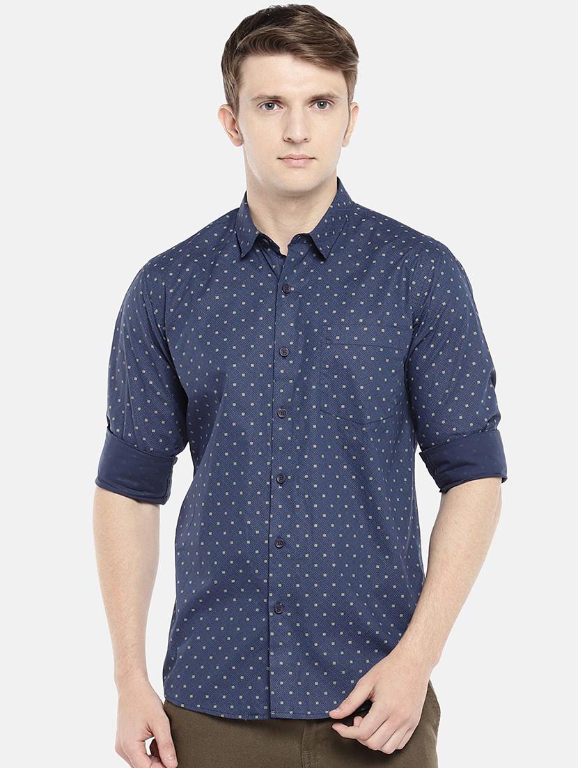 navy blue printed casual shirt - 16544919 - Zoom Image - 1