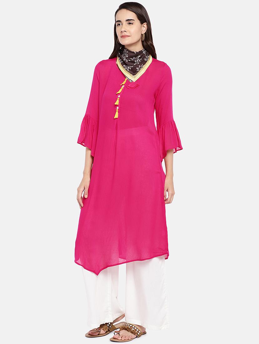 solid asymmetric kurta - 16545075 - Zoom Image - 2