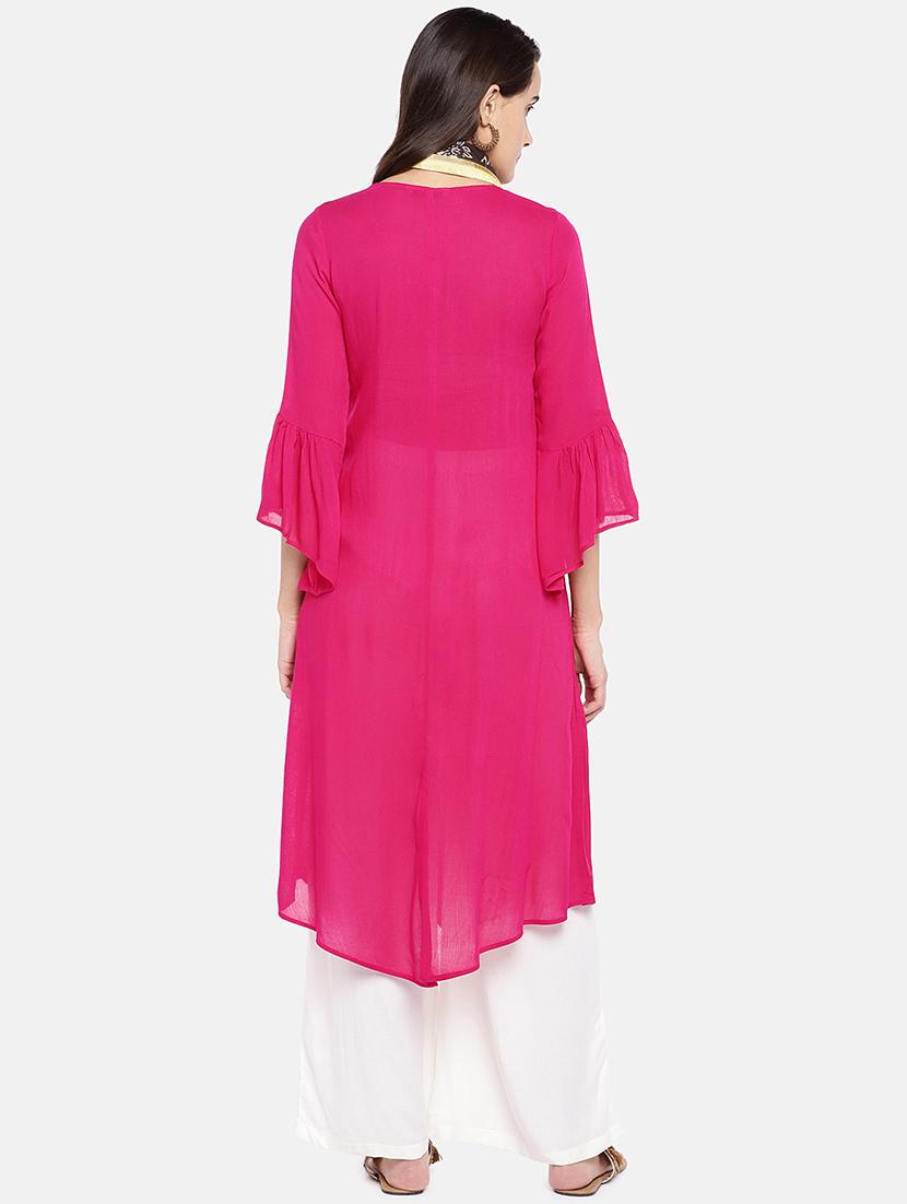 solid asymmetric kurta - 16545075 - Zoom Image - 3