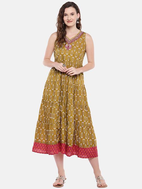 printed flared ethnic dress - 16545184 - Standard Image - 1