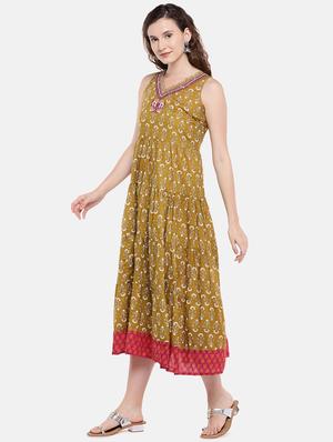 printed flared ethnic dress - 16545184 - Standard Image - 2