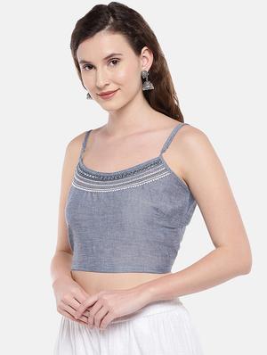 embroidered solid blouse - 16545238 - Standard Image - 2