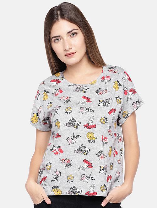 drop shoulder quirky print tee - 16545241 - Standard Image - 1