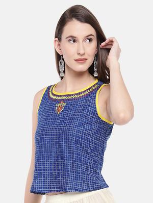 blue cotton embroidered blouse - 16545281 - Standard Image - 2
