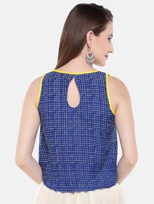 blue cotton embroidered blouse - 16545281 - Standard Image - 3