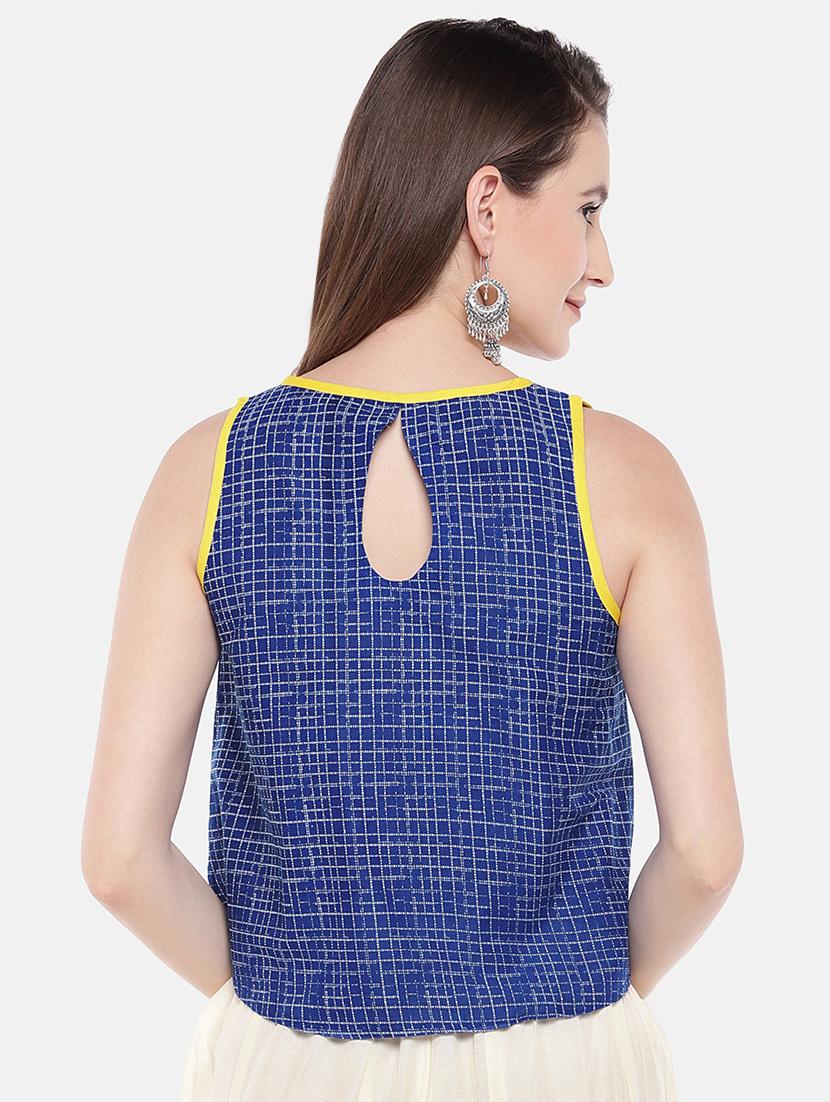 blue cotton embroidered blouse - 16545281 - Zoom Image - 3