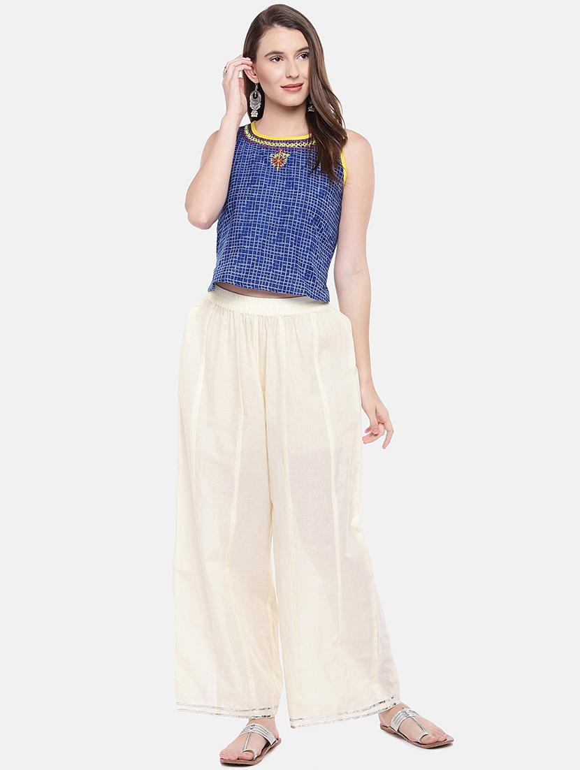 blue cotton embroidered blouse - 16545281 - Zoom Image - 4