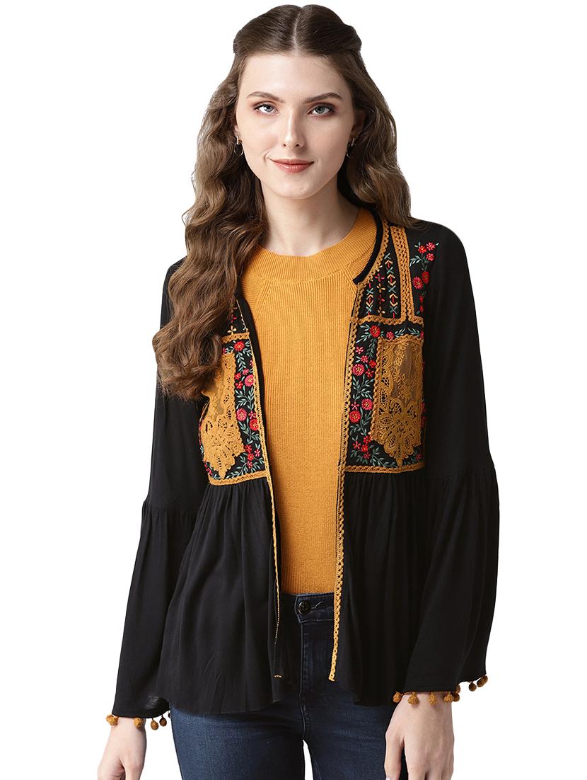 embroidered detail bell sleeved shrug - 16545735 - Zoom Image - 1