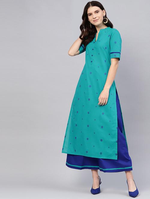 printed kurta palazzo set - 16546082 - Standard Image - 1