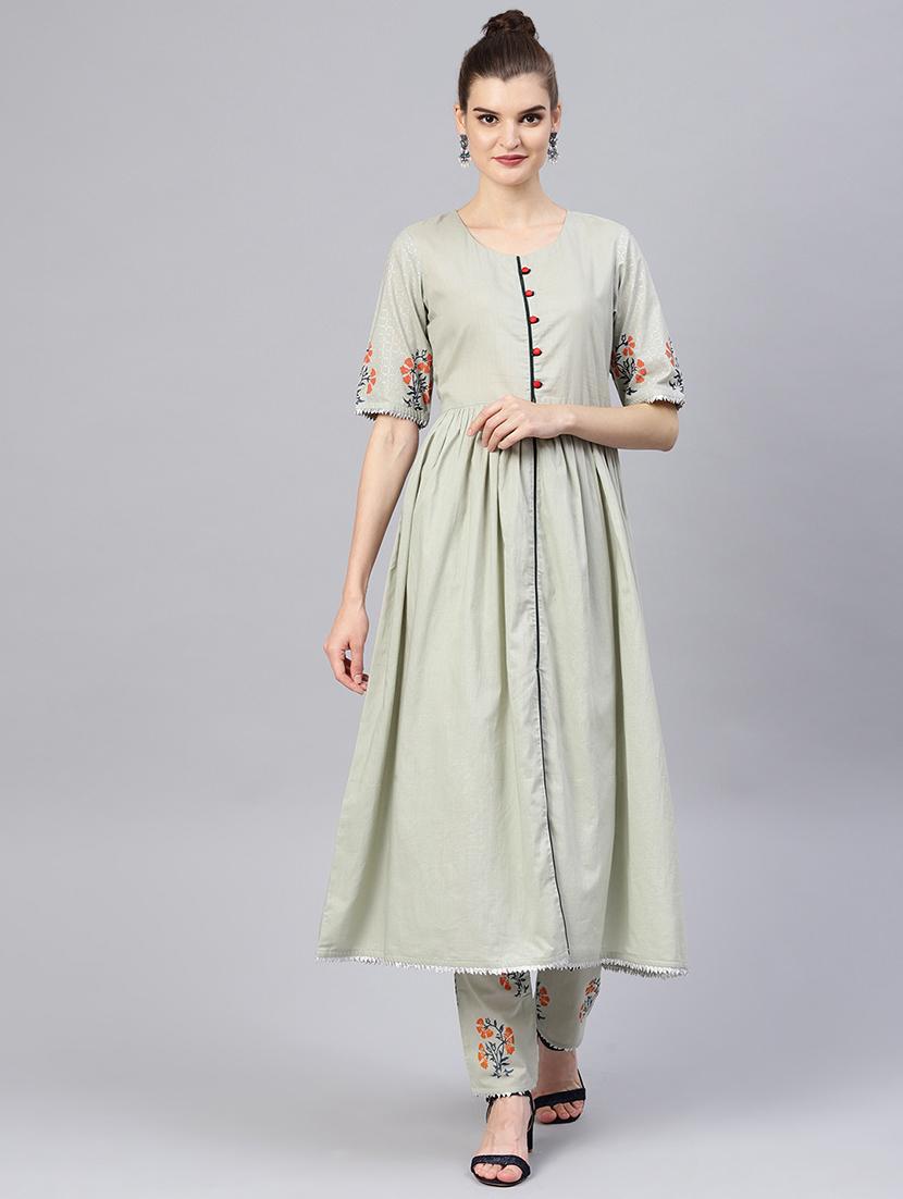 solid kurta pant set - 16546086 - Zoom Image - 1