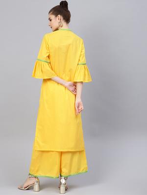 bell sleeves kurta palazzo set - 16546096 - Standard Image - 3