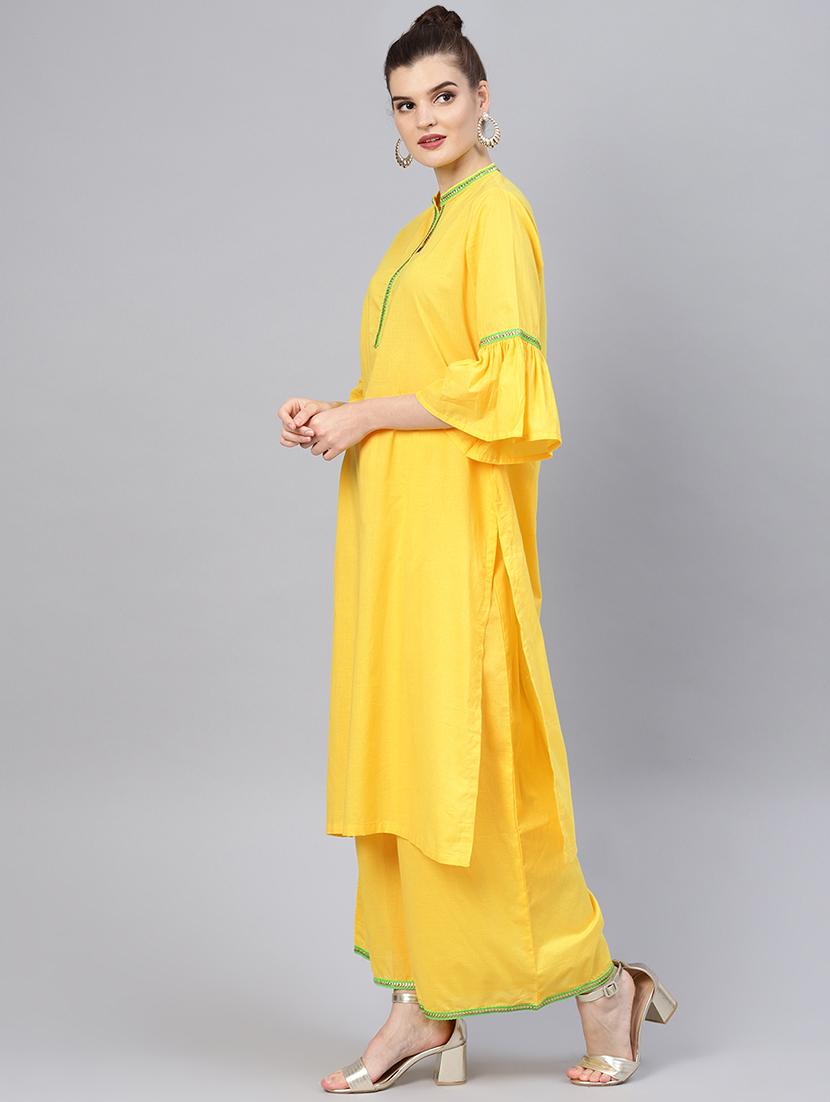 bell sleeves kurta palazzo set - 16546096 - Zoom Image - 2