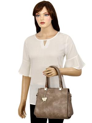 brown leatherette (pu) regular handbag - 16546108 - Standard Image - 5