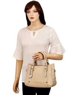 beige leatherette (pu) regular handbag - 16546115 - Standard Image - 5