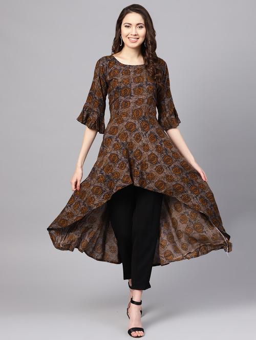 printed asymmetric kurta - 16546545 - Standard Image - 1