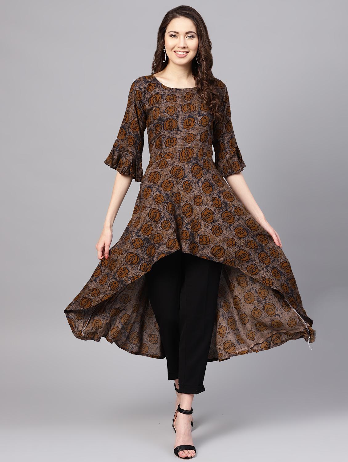 printed asymmetric kurta - 16546545 - Zoom Image - 1