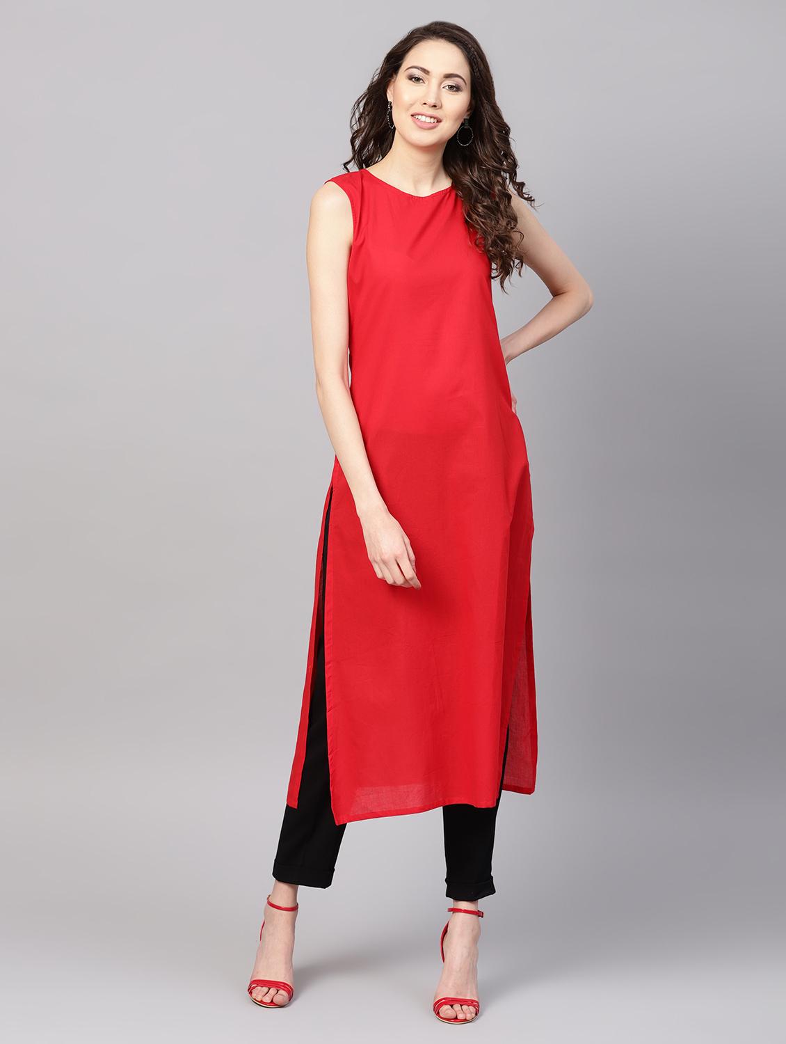 solid straight kurta with jacket - 16546551 - Zoom Image - 4