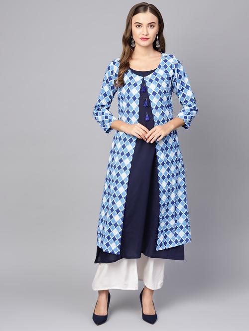 printed layered kurta - 16546576 - Standard Image - 1