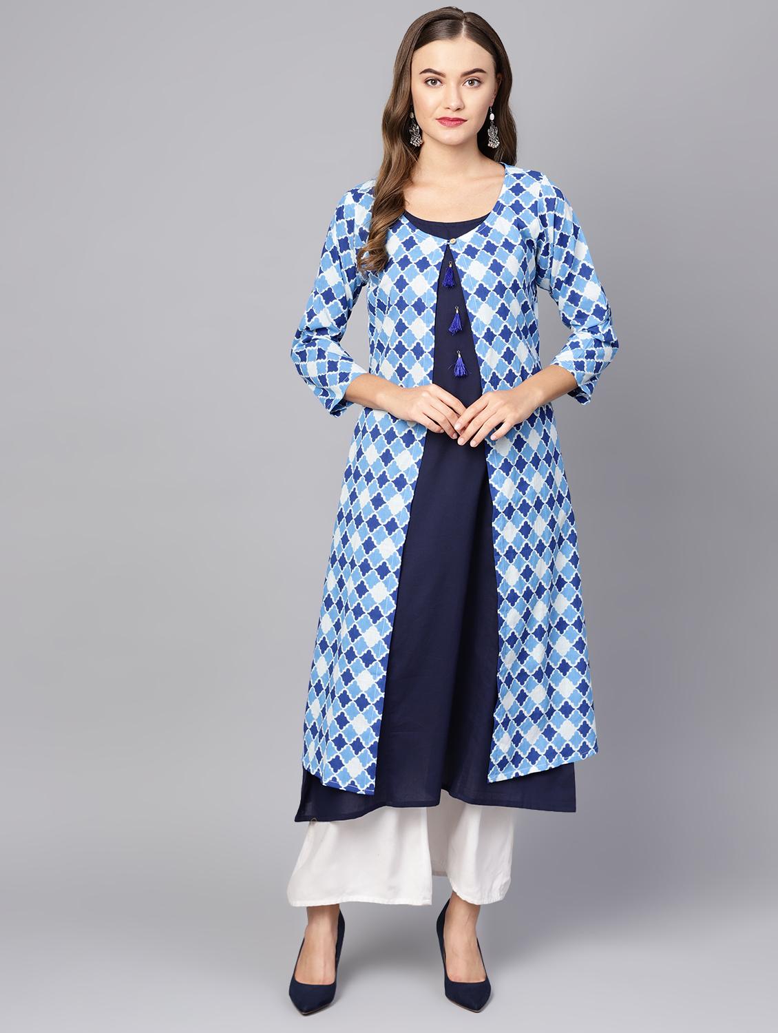 printed layered kurta - 16546576 - Zoom Image - 1