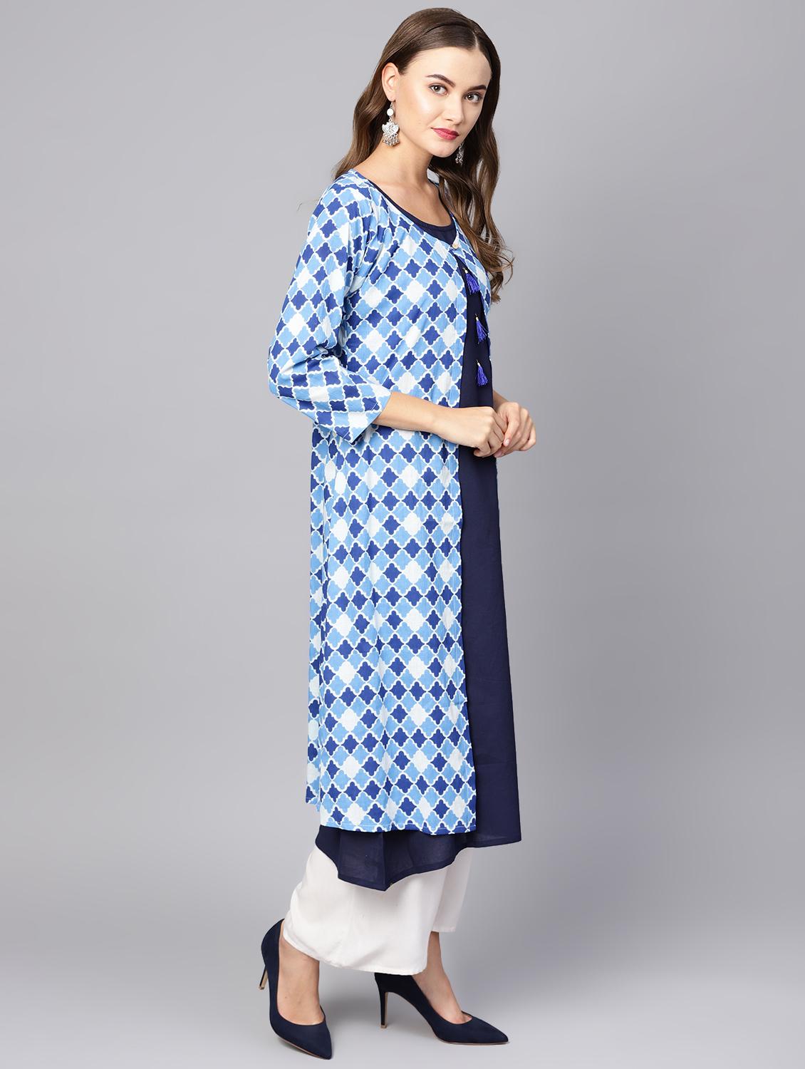 printed layered kurta - 16546576 - Zoom Image - 2