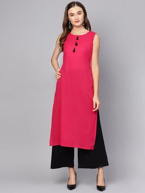 solid straight kurta - 16546577 - Standard Image - 4