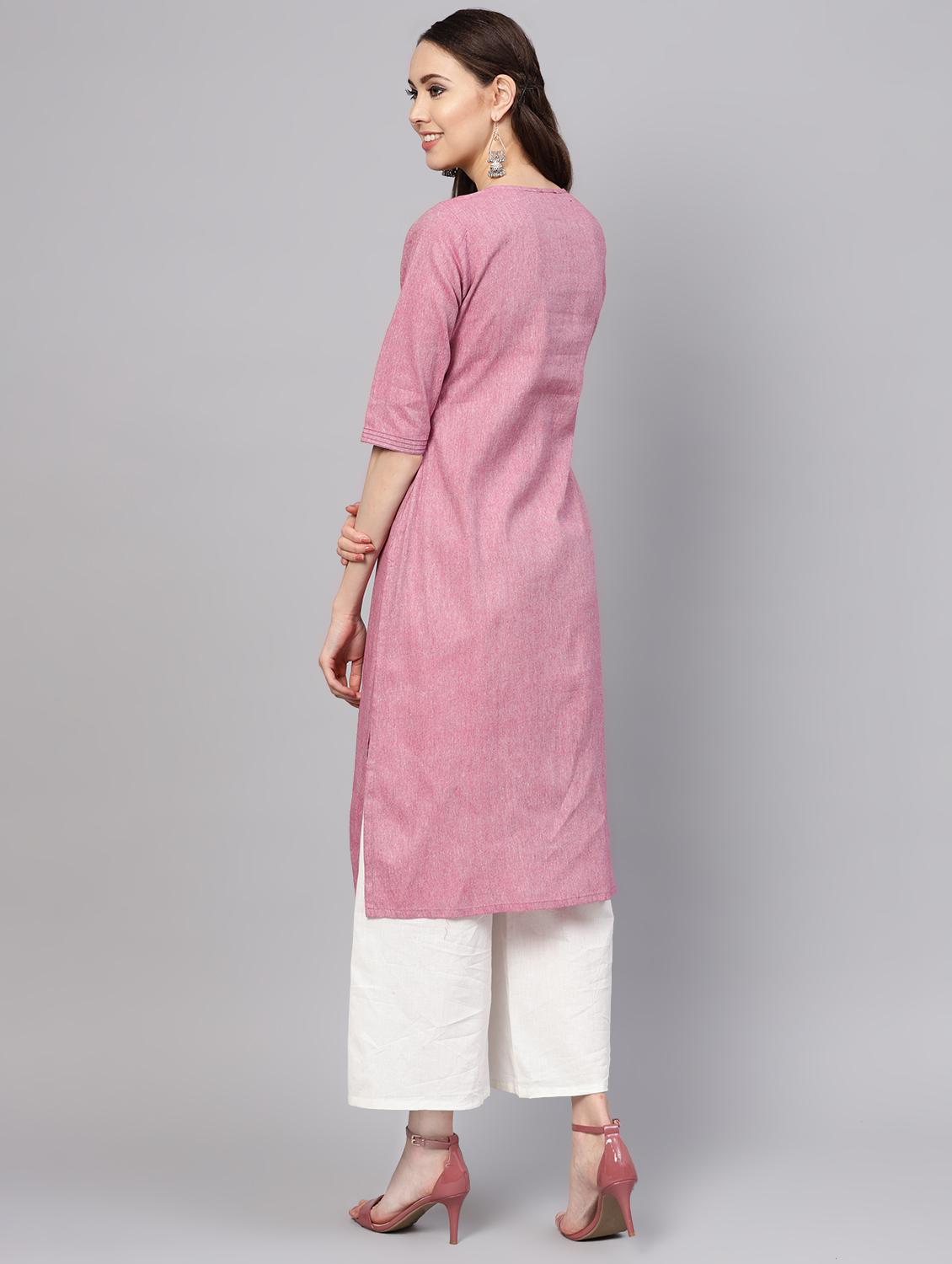 solid straight kurta - 16546582 - Zoom Image - 3