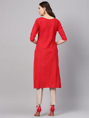 solid straight kurta - 16546586 - Standard Image - 3
