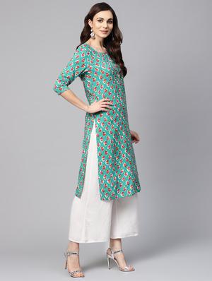 floral straight kurta - 16546592 - Standard Image - 2