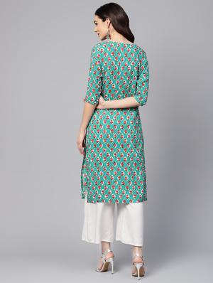 floral straight kurta - 16546592 - Standard Image - 3