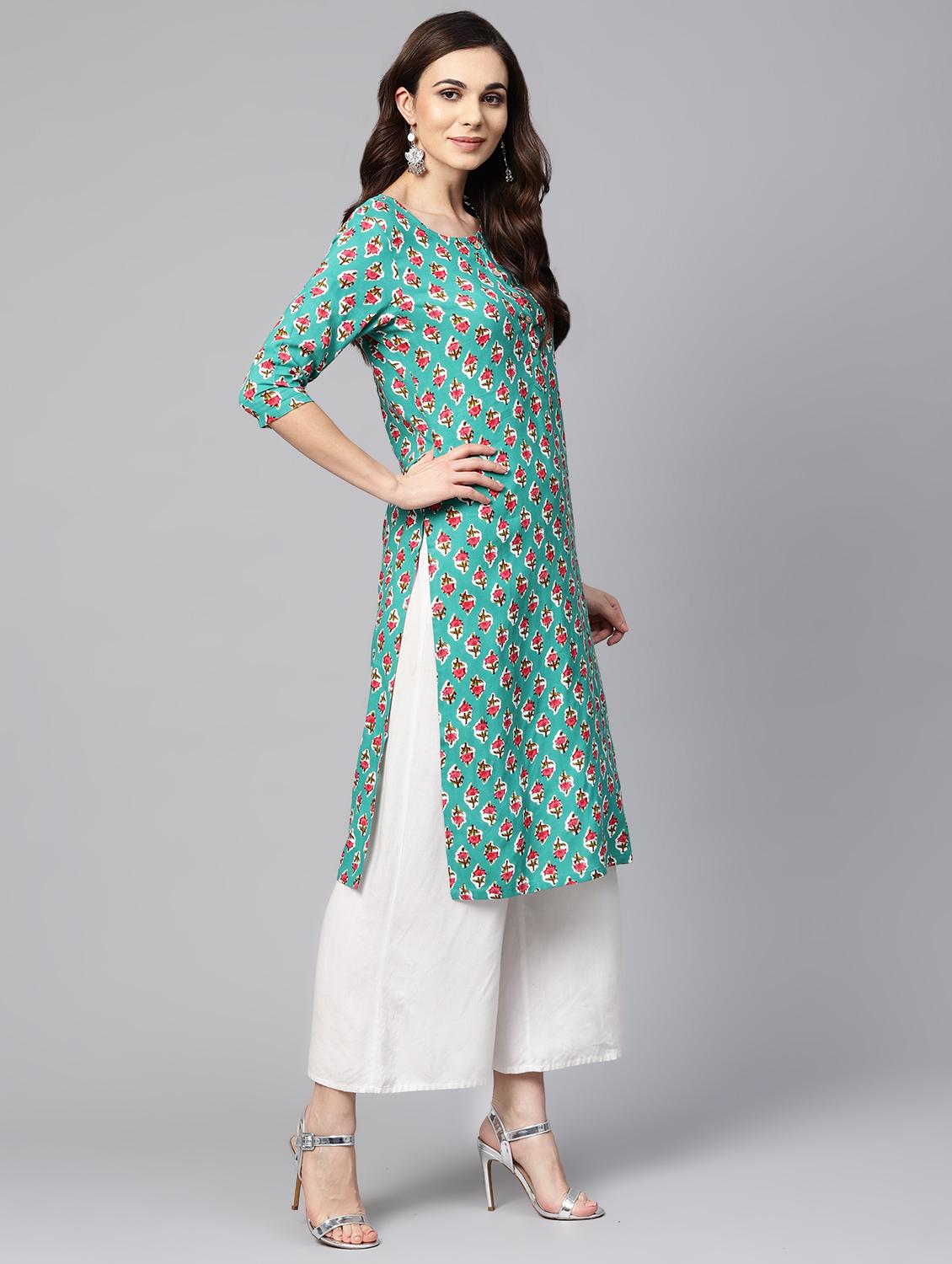 floral straight kurta - 16546592 - Zoom Image - 2